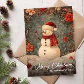 Old Fashioned Christmas Snowman Greeting Template シーズンカード