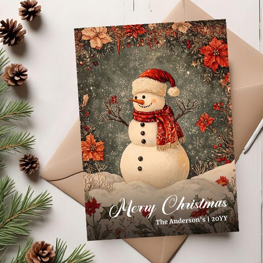Old Fashioned Christmas Snowman Greeting Template シーズンカード