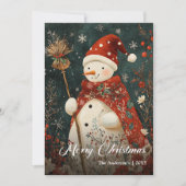 Old Fashioned Christmas Snowman Holiday Card シーズンカード (正面)