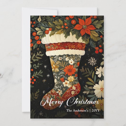 Old Fashioned Christmas Stocking Printable シーズンカード (正面)