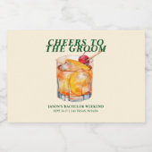 Old Fashioned Cocktail Bachelor Weekend リキュールボトルラベル (シングルラベル)