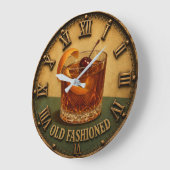 Old Fashioned Cocktail Whiskey Bar Decor ラージ壁時計 (傾斜)