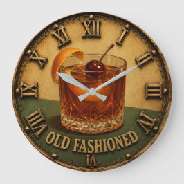 Old Fashioned Cocktail Whiskey Bar Decor ラージ壁時計
