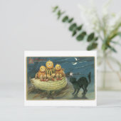 Old-fashioned Halloween, Pumpkins & Black cat ポストカード (スタンド正面)