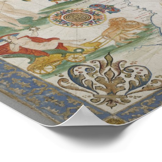 Old fashioned Mediterranean sea map ポスター (角)