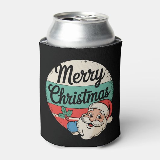 Old Fashioned Merry Christmas Santa Retro Vintage 缶クーラー (缶正面)