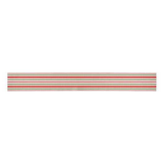 Old Fashioned Retro Christmas Stripe Pattern Pink グログランリボン (正面)