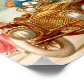 Old-Fashioned Santa Sleigh & Angels Holiday Poster ポスター (角)