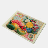 Old fashioned vegetable fruit flower seed advertis ドアマット (アングル)