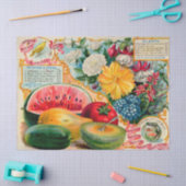 Old fashioned vegetable fruit flower seed advertis 薄葉紙 (クラフト)