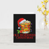 Old Fashioned Whiskey Christmas Funny Bourbon Tail カード (黄色い花)