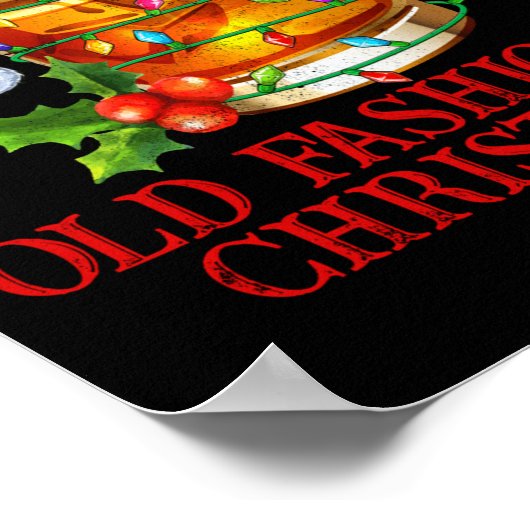 Old Fashioned Whiskey Christmas Funny Bourbon Tail ポスター (角)