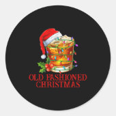 Old Fashioned Whiskey Christmas Funny Bourbon Tail ラウンドシール (正面)