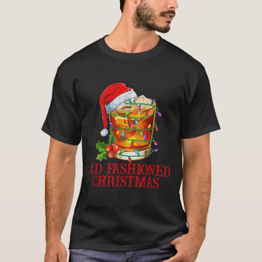 Old Fashioned Whiskey Christmas Funny Bourbon Tail Tシャツ (正面)