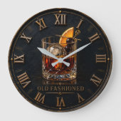 Old Fashioned Whiskey Cocktail Bar Decor  ラージ壁時計 (正面)