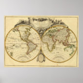 Old Fashioned World Map (1782) ポスター (正面)