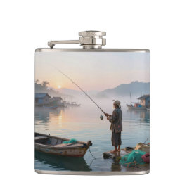 Old fisherman at sunrise フラスク