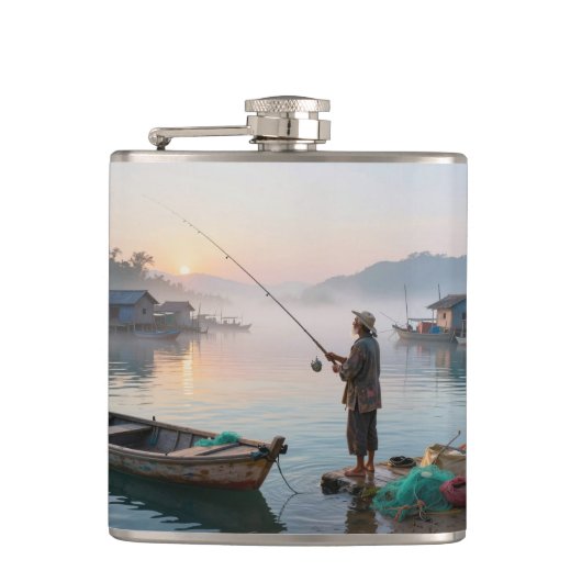 Old fisherman at sunrise フラスク (正面)