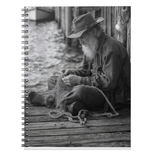 Old Fisherman Dockside Portrait Notebook ノートブック (正面)