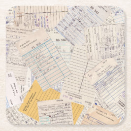 Old Friends Library Circulation Card スクエアペーパーコースター