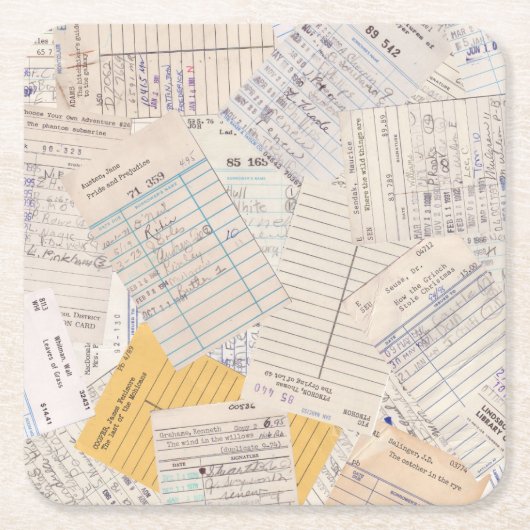 Old Friends Library Circulation Card スクエアペーパーコースター (正面)