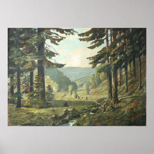 Old German Oil Painting – Forest Erzgebirge  1905 ポスター (正面)