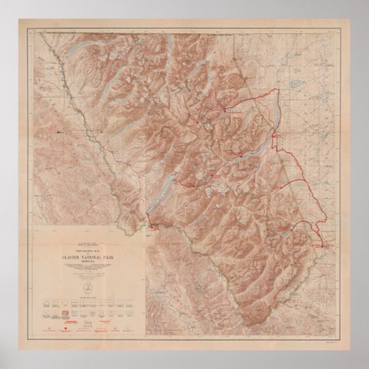 Old Glacier National Park Map (1914)  ポスター (正面)