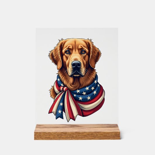 Old Glory Golden Retriever Vintage Shirt 2 アクリルサイン (正面)