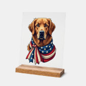 Old Glory Golden Retriever Vintage Shirt 2 アクリルサイン (傾斜)