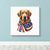 Old Glory Golden Retriever Vintage Shirt 2 キャンバスプリント (インサイチュ (ウッドフロア))