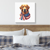 Old Glory Golden Retriever Vintage Shirt 2 キャンバスプリント (インサイチュ (寝室))