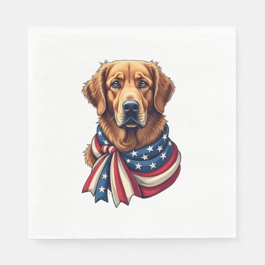 Old Glory Golden Retriever Vintage Shirt 2 スタンダードランチョンナプキン (正面)