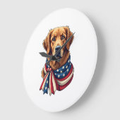 Old Glory Golden Retriever Vintage Shirt 2 ラージ壁時計 (傾斜)
