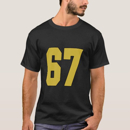 Old Gold Black Number 67 Jersey Player Uniform #67 Tシャツ (正面)