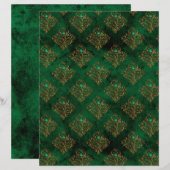Old Gold Emerald French scrapbook Paper  (正面/裏面)