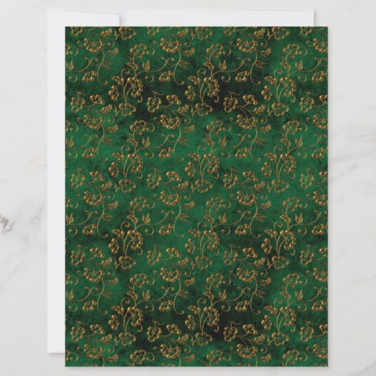 Old Gold Emerald French scrapbook Paper  (正面)