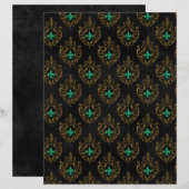 Old Gold Emerald French scrapbook Paper  (正面/裏面)