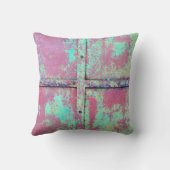 Old green painted wall with rust texture. Grunge r クッション (裏面)