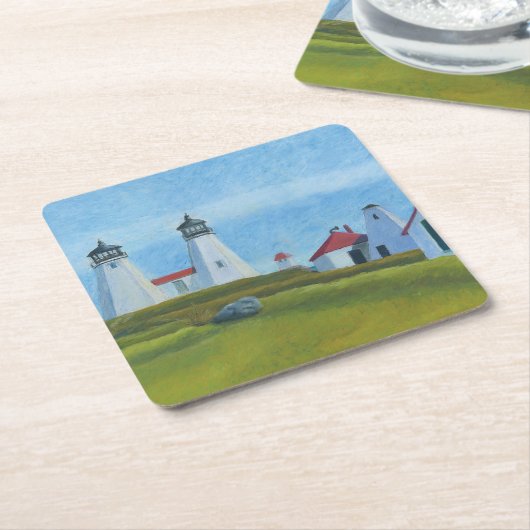 Old Gurnet Lighthouses スクエアペーパーコースター (アングル)