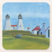 Old Gurnet Lighthouses スクエアペーパーコースター (正面)
