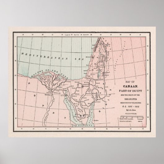 Old Hebrew Exodus Out of Egypt Map (1901)  ポスター (正面)