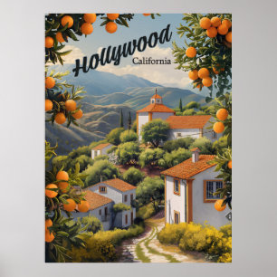 Old Hollywood California:オレンジグローブAwait ポスター