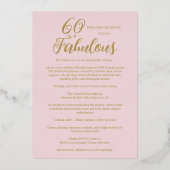 Old Hollywood Glam Pink Glitter Gold Birthday 箔招待状 (裏面)