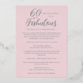 Old Hollywood Glam Pink Glitter Silver Birthday 箔招待状 (裏面)