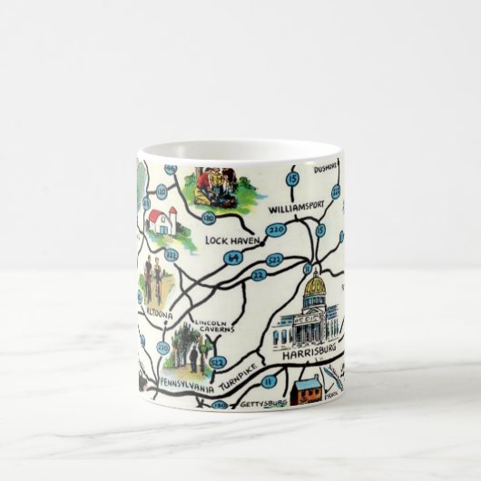Old Illustrated Pennsylvania Map Mug コーヒーマグカップ (中央)