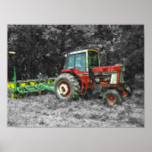 Old International Tractor Painterly ポスター (正面)