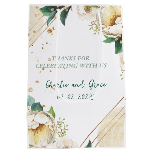 Old Irish Blessing on Gold Dust and Roses ミディアムペーパーバッグ (裏面)