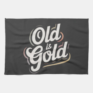 Old is Gold Vintage Retro Typography Quote Design キッチンタオル