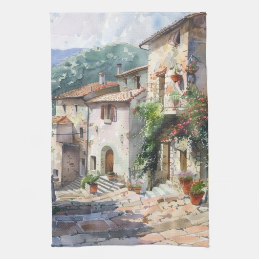Old Italian Village  キッチンタオル (縦)