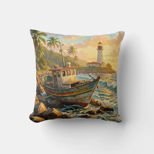 old Jamaican fishing boats クッション (正面)